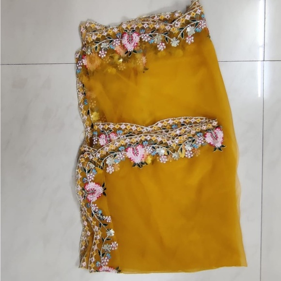 Yellow Indian 3PC Embroidered Sharara Set, Palazzo Set Size XL + Sequin Kurta - Picture 3 of 7
